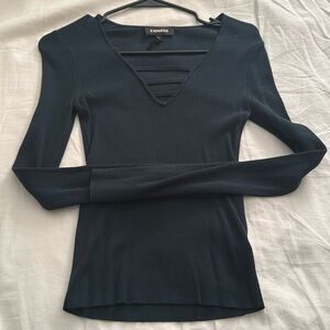 Dark Green Long Leeve with detailed neck line